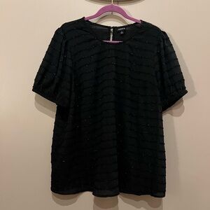 Torrid Black Short Sleeve Embellished Sheer Top Women’s 1X party cocktail event